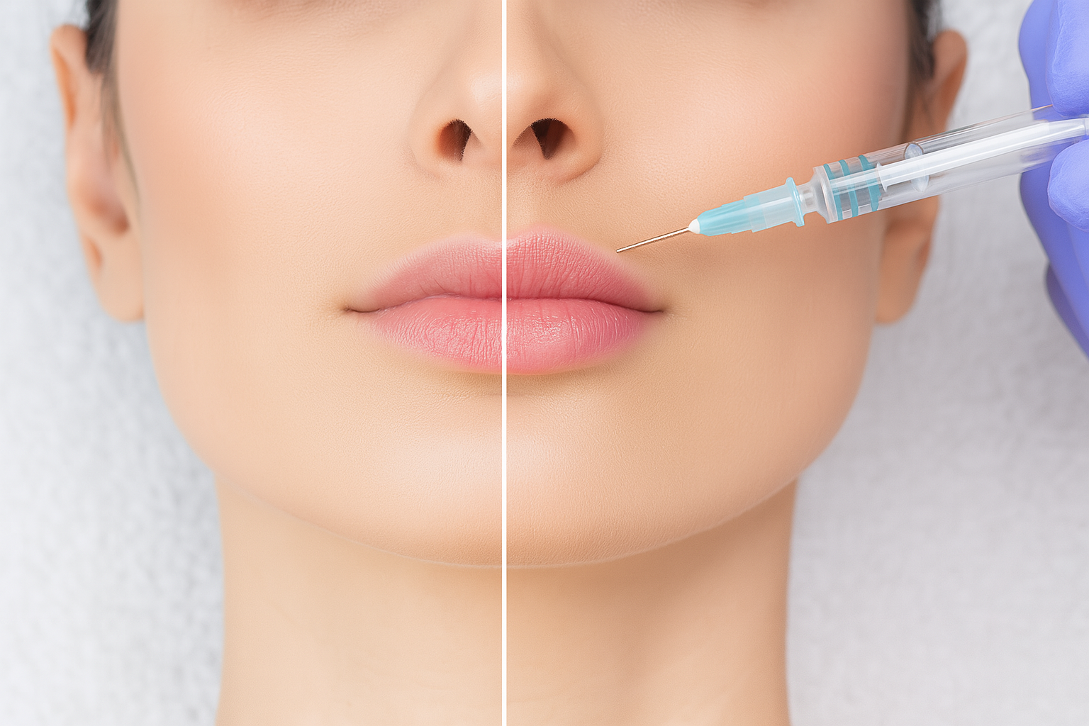 Aplicación de toxina botulínica en frente para suavizar líneas de expresión y arrugas dinámicas